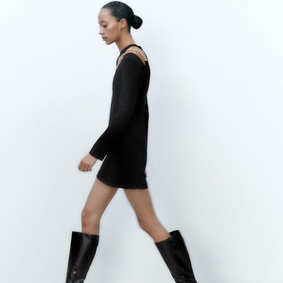 Zara Black Dress with Gold Chain - Picture 13 of 15